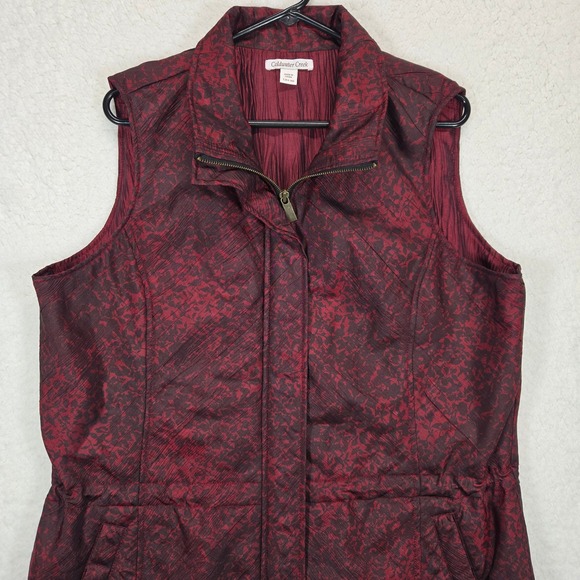 Coldwater Creek Women Quilted Zip Vest Burgundy Patterned Large 14 16 - Picture 3 of 11